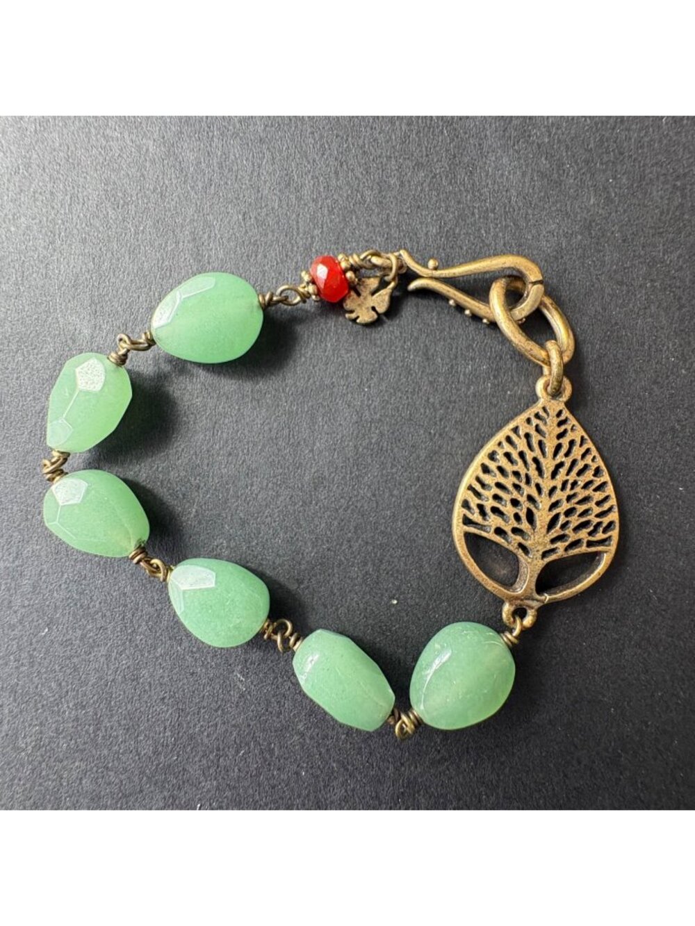 Free People Jade Bracelet Tree of Life Charm Clasp